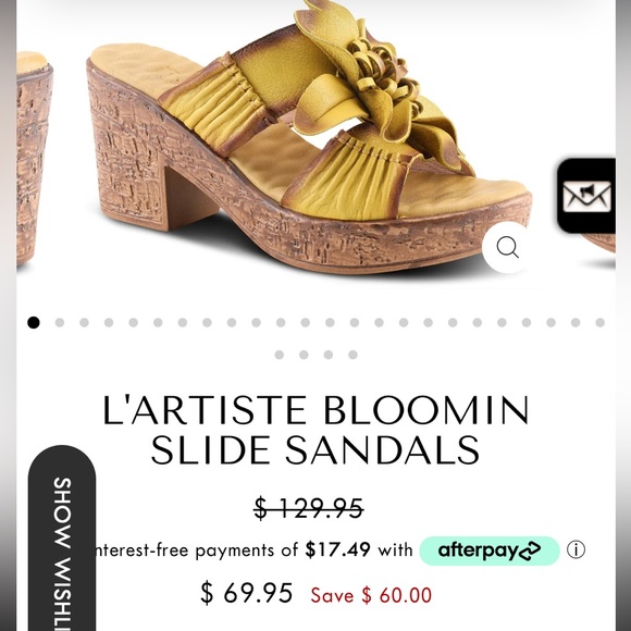 French inspired vintage flower, hand painted leather. Cork inspired chunky heel - Picture 3 of 3